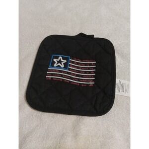Quilted Potholder Black American Flag Embroidered‎ Patriotic Kitchen Decor